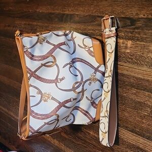 Lauren By Ralph Lauren Caldwell Equestrian Print Hand Bag  & Matching Belt